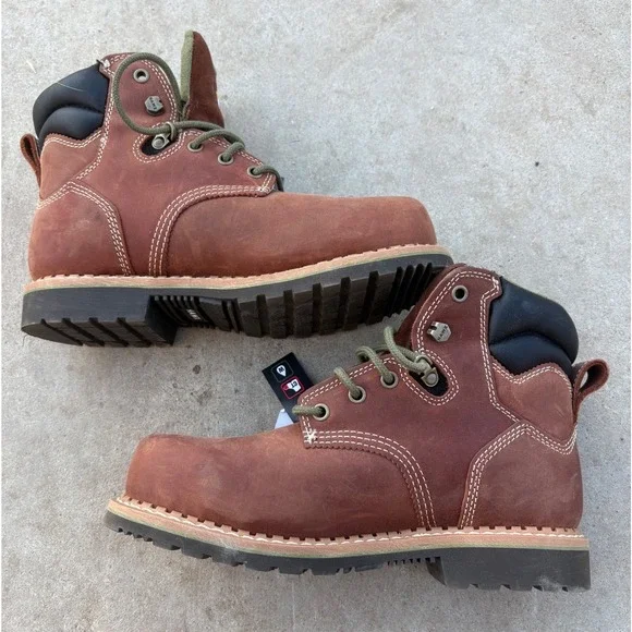 Hawx Women / Men Brown Leather Waterproof Composite Toe Work Boots Size 7B - Picture 3 of 8